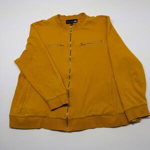 🔴 ANNTTHONY Mens Gold Zipper Bomber Jacket Mustard Yellow PXL Full Zip Casual
